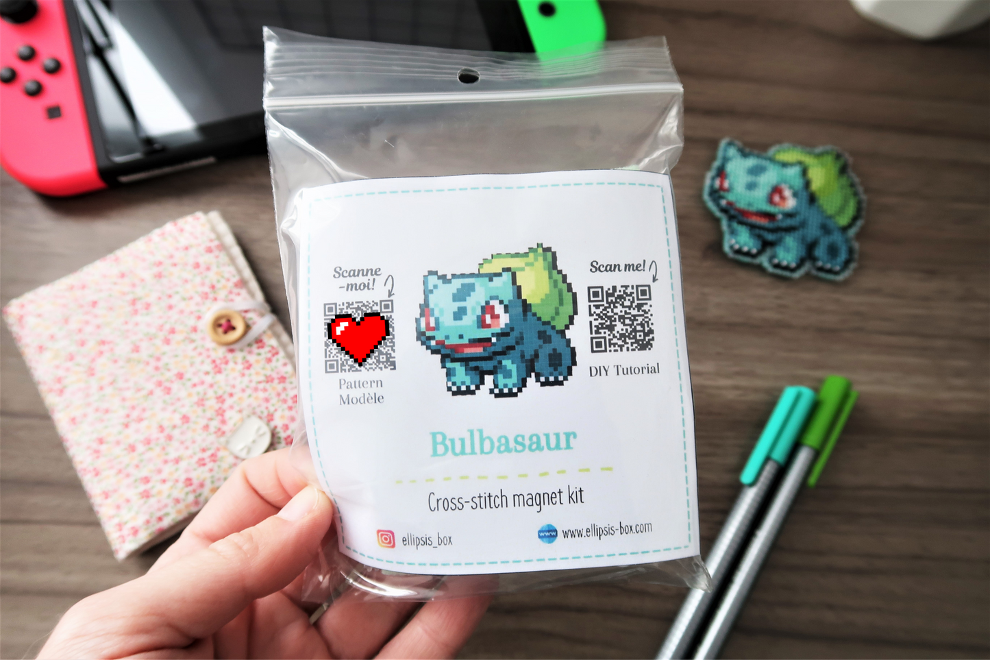 Bulbasaur from Pokemon - Cross stitch magnet kit