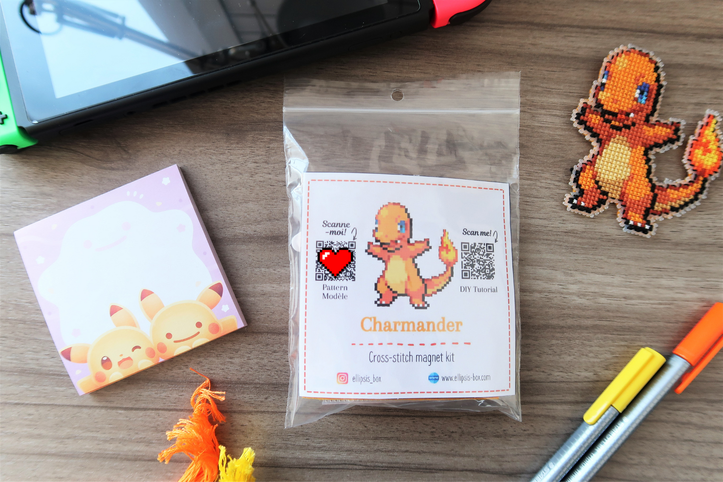 Salamèche de Pokémon - Kit de magnet en point de croix